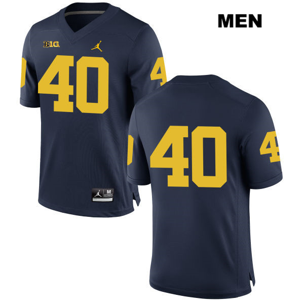 Men's NCAA Michigan Wolverines Ben VanSumeren #40 No Name Navy Jordan Brand Authentic Stitched Football College Jersey RF25P27OS